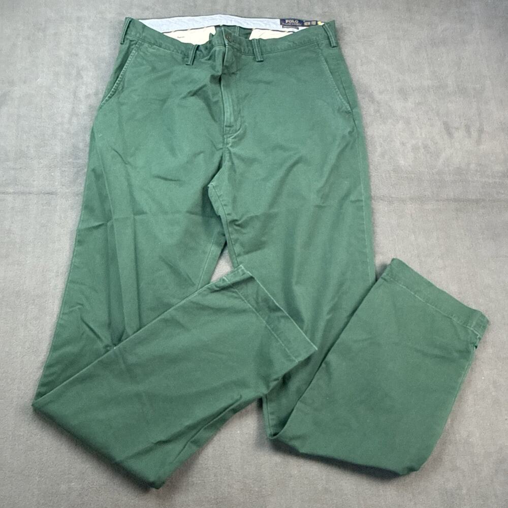 Polo Ralph Lauren Stretch Classic Fit Pants Men 36 Tall Green Straight Leg Chino